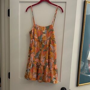 RESA Floral Mini Dress - Orange and Blue